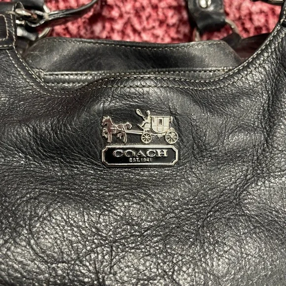 Coach Madison Maggie Black Leather Shoulder Bag - Picture 2 of 9